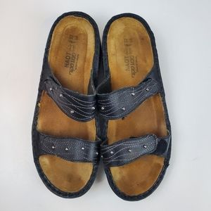 NAOT Brown Leather Sandals Slip Ons 2 Strap Open Toe Shoes Womens EU 37 US 6